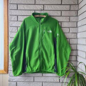 'The North Face' summit series green quarter zip fleece pullover sweater men's L